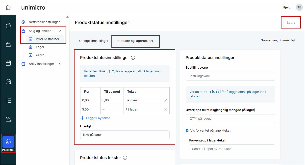 Trinn produktstatuser.png Trinn produktstatuser.png