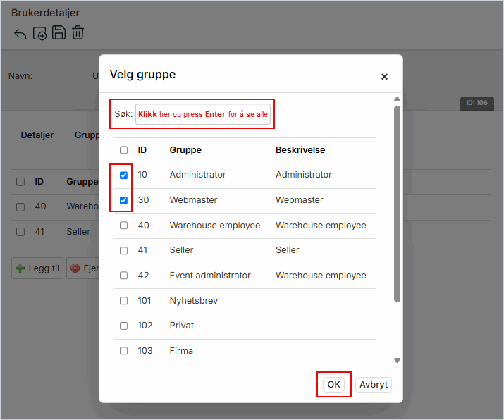 Tildel grupper - systembruker.png Tildel grupper - systembruker.png